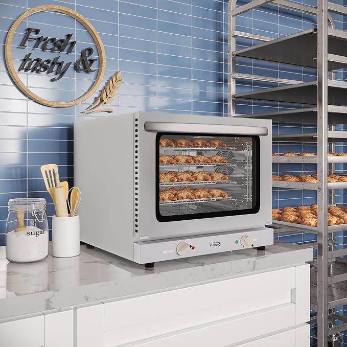 KoolMore 23 in. Countertop Convection Oven for Half-Size Pans with 4 Racks and 2800W of Power in Stainless-Steel - 208/240V, 2.3 cu. ft. ETL Listed (KM-CTCO220-23)