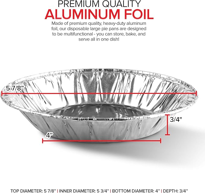 Stock Your Home 6 Inch Aluminum Foil Pie Pans (50 Count) – Disposable & Recyclable Mini Tins for Bakeries, Cafes, Restaurants – Durable Pans for Baking, Fruit Tarts, and Quiche