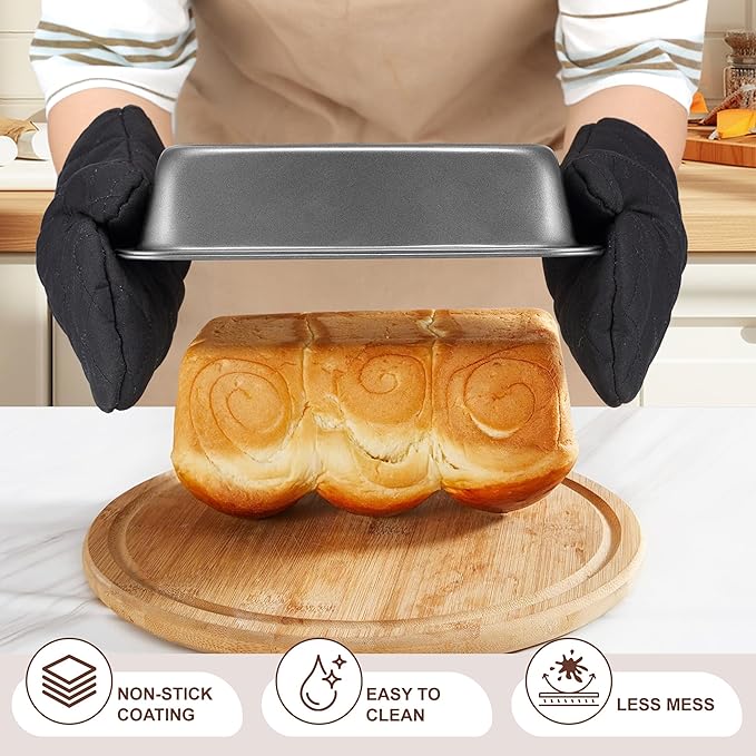 12PCS Nonstick Baking Pans Set - Stackable Bakeware Sets with Wider Grip, Carbon Steel Baking Set Including Cookie Sheets for Baking, Muffin Pan, Loaf Pan, Cake pan, Roasting Pan, Oven Mitts