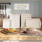 Country Kitchen Nonstick Stackable Bakeware Set - Durable, Easy Release Baking Set- 22 Pc. Includes Silicone Muffin Cups