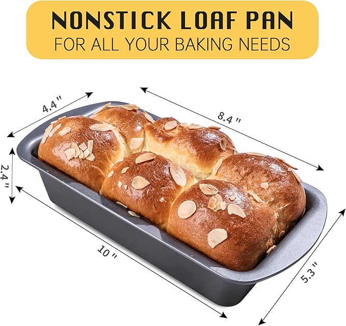 HONGBAKE 6 Pack Bread Pan 1 Lb, 8.5 x 4.5 Inch Loaf Pans for Baking Bread, Nonstick Meatloaf Pan with Wide Grips, Banana Bread Tin for Homemade Bread, Grey