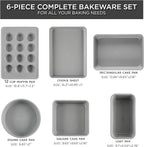 Country Kitchen Nonstick Stackable Bakeware Set - Durable, Easy Release Baking Set, Black, 6 Pcs