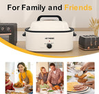 26QT Electric Roaster Oven, Electric Turkey Roaster with Viewing & Self-basting Lid, Stainless Steel Turkey Roaster Oven, White