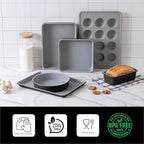 Country Kitchen Nonstick Stackable Bakeware Set - Durable, Easy Release Baking Set, Black, 6 Pcs