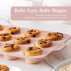 COOK WITH COLOR 17 Pc. Silicone Baking Pan Set - Non-Stick & Easy Clean Silicone Muffin Pans for Baking with Sturdy Metal Frame for Stability, Flexible Cake Molds, Includes Measuring Cups and Spoons