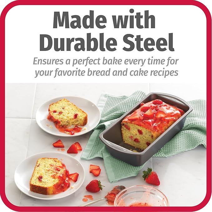 GoodCook Nonstick Loaf Pan Heavy-Duty Steel Bakeware with Easy-Clean Non-Stick Coating, Oven & Dishwasher Safe Pan for Meatloaf Breads Cakes Brownies Lasagnas Casseroles & More, 8 x 4-Inch, Gray