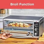 BLACK+DECKER TO3250XSBD 8-Slice Extra Wide Convection Countertop Toaster Oven, Includes Bake Pan, Broil Rack & Toasting Rack, Stainless Steel/Black