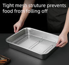 Stainless Steel Sturdy Roasting Pan with Cooling Rack – Oven, Toaster & Grill Safe, Deep Edge, Smooth Finish, Dishwasher Safe – Perfect for Turkey, Chicken, BBQ (23.4x15.6x2.8in)