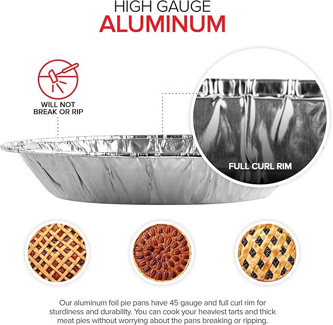 Stock Your Home 6 Inch Aluminum Foil Pie Pans (50 Count) – Disposable & Recyclable Mini Tins for Bakeries, Cafes, Restaurants – Durable Pans for Baking, Fruit Tarts, and Quiche