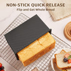 KITESSENSU Carbon Steel Pullman Loaf Pan with Lid, 1 lb Dough Capacity, Black, Non-Stick, Bread and Toast