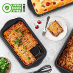 NutriChef Loaf Pans Set of 6 | Non-Stick Premium Bread Pans Quick & Even Heat Distribution | Oven Safe To 450 F | No PFOA, PFOS & PTFE | Food Grade Carbon Steel | 11.61 x 5.98 x 2.56 Inches (Black)