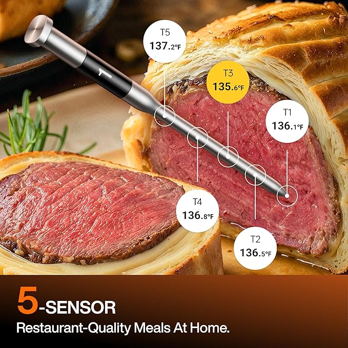 Typhur Sync Oven with Smart Wireless Meat Thermometer Probe, 12‑in‑1 Countertop Air Fryer Toaster Oven Combo, 360° Turbo Convection, Dehydrator, Recipes & 5 Accessories, Large 27QT, Stainless Steel