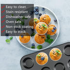 mobzio Kitchen 5-Piece Nonstick Bakeware Set - Round/Square Cake Pans, Muffin Pan, Loaf Pan, Roast Pan & Baking Sheets