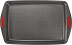 Rachael Ray Nonstick Bakeware with Grips includes Nonstick Bread Pan, Baking Pan, Cake Pans and Cookie Sheet / Baking Sheet - 5 Piece, Gray with Red Grips