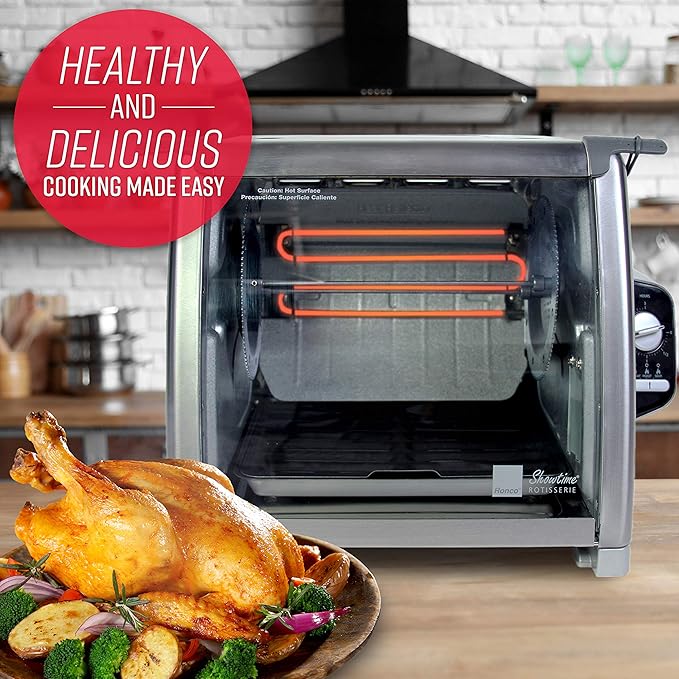 Ronco Modern Rotisserie Oven, Large Capacity (12lbs) Countertop Oven, Multi-Purpose Basket for Versatile Cooking, Easy-to-Use Controls